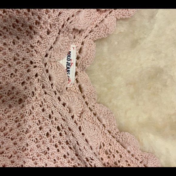 Ralph Lauren Polo Jeans Co. Crocheted Sweater 100% Cotton. Ribbon Tie at Waist. - Picture 7 of 8